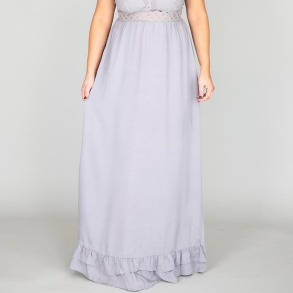 SUCH A DELIGHT GREY LACE MAXI DRESS - Picture 2 of 6